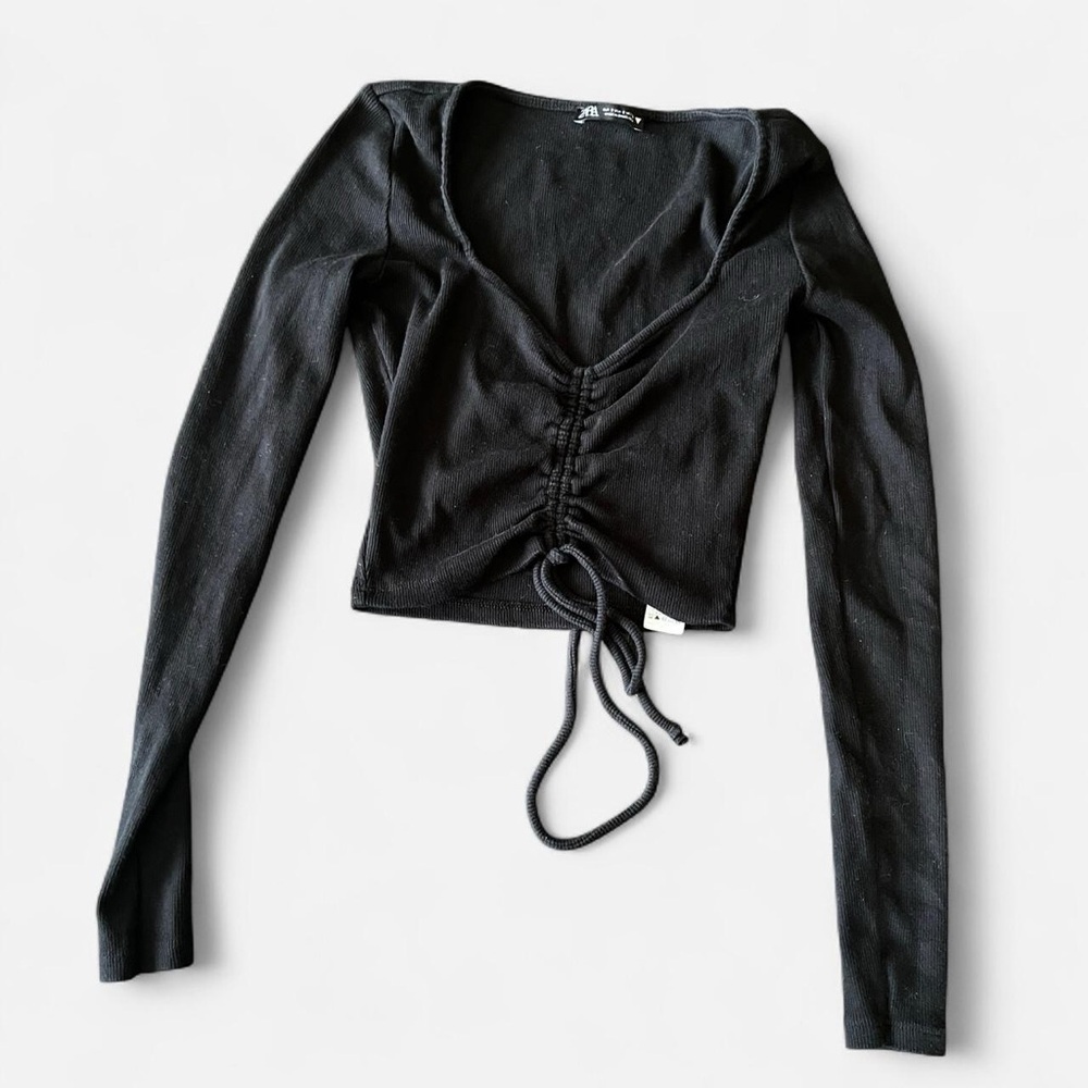 Zara Black Long Sleeve Crop Top
